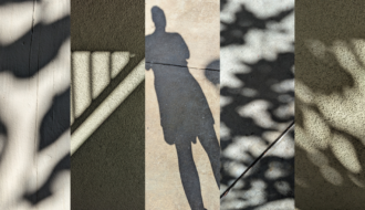 5 pictures of human and organic shadow shapes