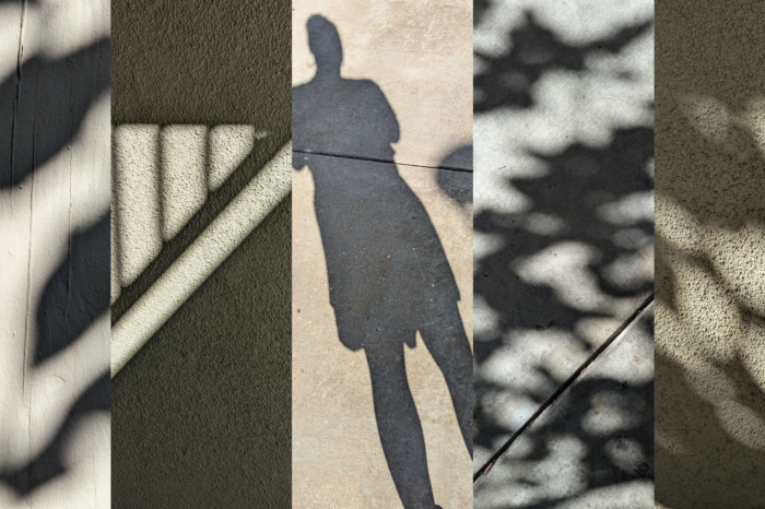 5 pictures of human and organic shadow shapes