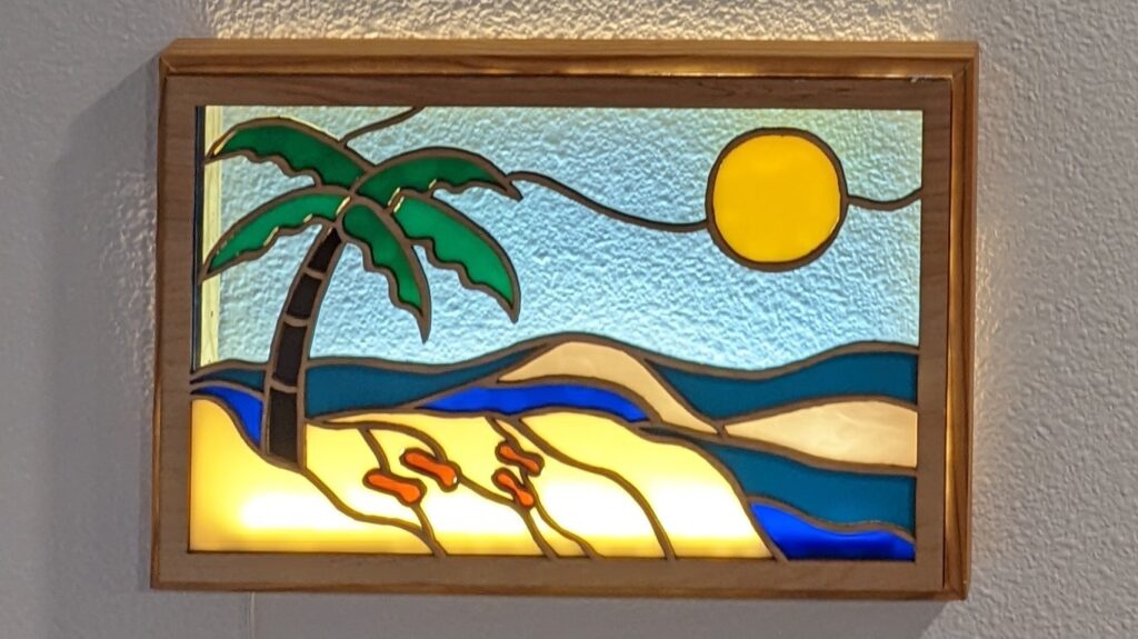 Laser cut beach scene mosaic light box