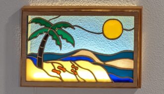 Laser cut beach scene mosaic light box