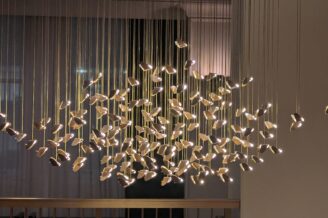 Hanging bird flock light fixture